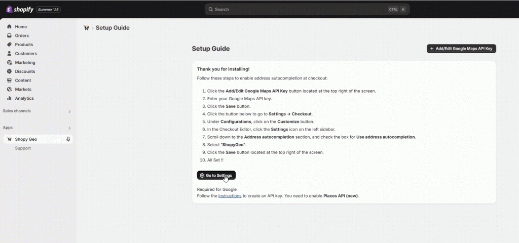 Enable Address Autocomplete
